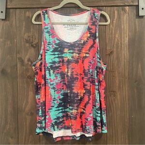 2XL colorful tie dye crazy train racerback tank top